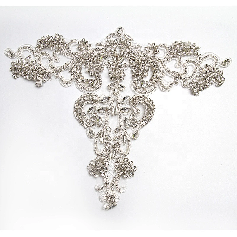 Christmas Cherry Flower Decorative Sew on Rhinestone Beaded Patches Wholesale patches for clothing