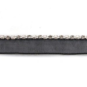 Wholesale Chain lace trim pearl rhinestone 1.1 cm Sew-On lace trim Polyester net mesh Lace trimmings for clothes  Accessories