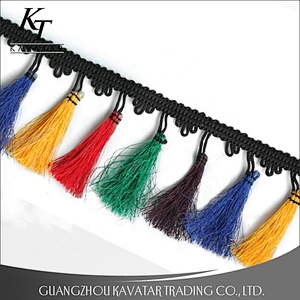 Kavatar Wholesale Fashion Various Colors Cotton Tassels Trim Fringe