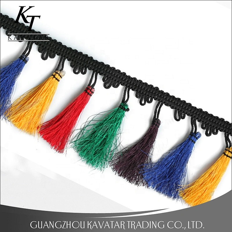 Kavatar Wholesale Fashion Various Colors Cotton Tassels Trim Fringe