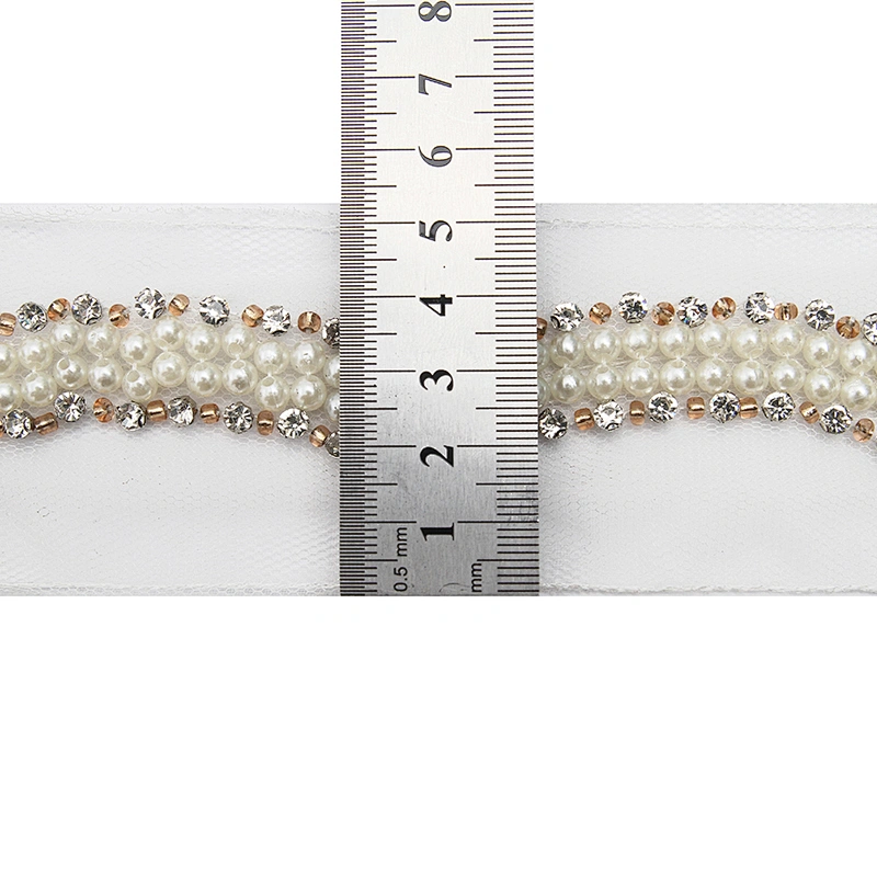 kavatar  wholesale new Handmade Bead lace Embroidered Tulle Trim wedding with Accessories Beads Crystals & Rhinestones
