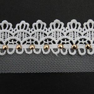 Wholesale 3.5cm Size Studs trim ribbon diy handmade costume dress sewing bead lace trim Design Rivets Trims