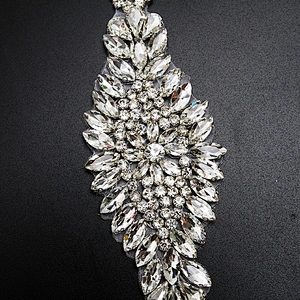 Wedding dress rhinestone patch applique Decorative Sew on Rhinestone Beaded Patches Wholesale patches for clothing