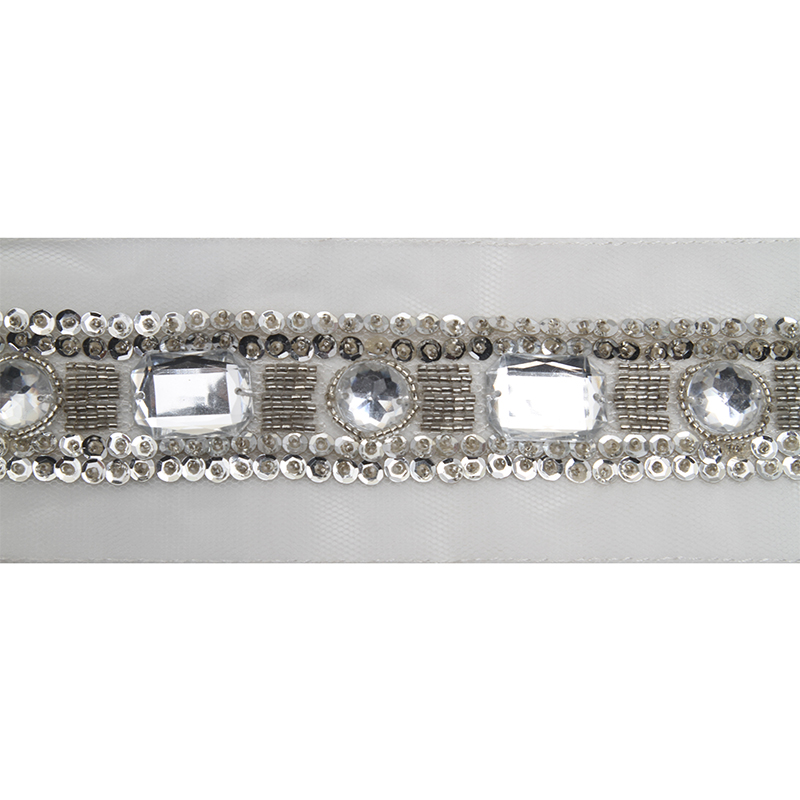 kavatar  wholesale new Handmade Bead lace Embroidered Tulle Trim wedding with Accessories Beads Rhinestones