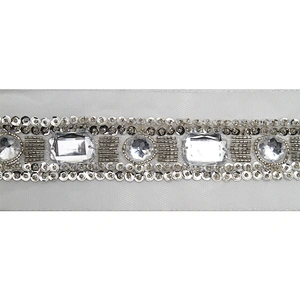 kavatar  wholesale new Handmade Bead lace Embroidered Tulle Trim wedding with Accessories Beads Rhinestones