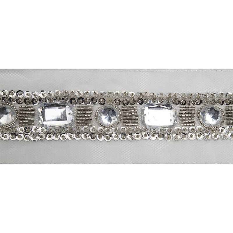 kavatar  wholesale new Handmade Bead lace Embroidered Tulle Trim wedding with Accessories Beads Rhinestones