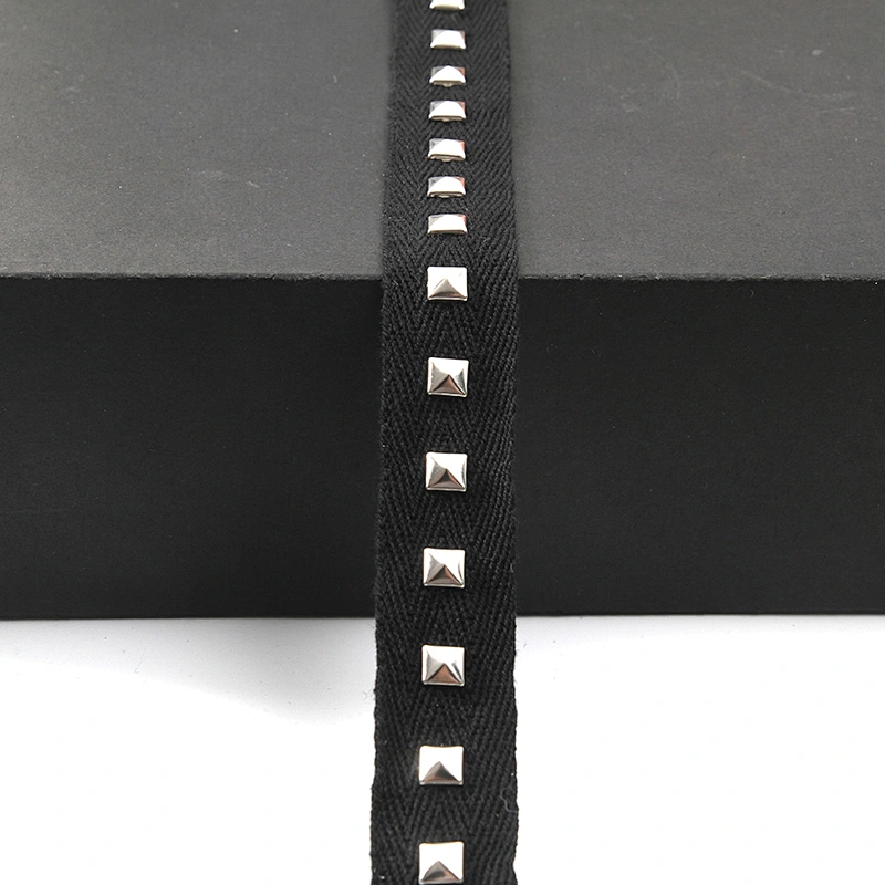 Black Studs trim ribbon diy handmade costume dress sewing bead lace trim Design Rivets Trims