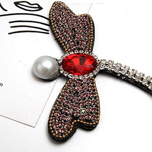 Christmas Cherry Flower Decorative Sew on Rhinestone Beaded Patches Wholesale patches for clothing