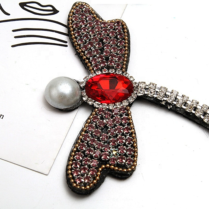 Christmas Cherry Flower Decorative Sew on Rhinestone Beaded Patches Wholesale patches for clothing