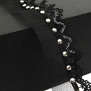 Wholesale 3.1cm Size Studs trim ribbon diy handmade costume dress sewing bead lace trim Design Rivets Sequins Trims
