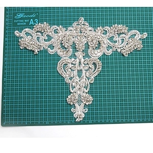 Christmas Cherry Flower Decorative Sew on Rhinestone Beaded Patches Wholesale patches for clothing