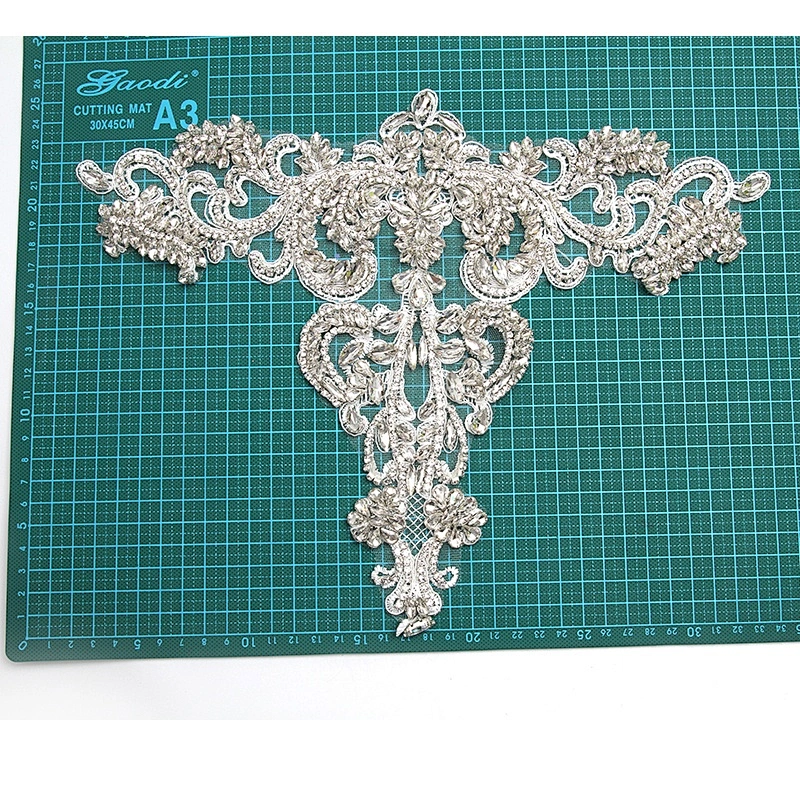 Christmas Cherry Flower Decorative Sew on Rhinestone Beaded Patches Wholesale patches for clothing