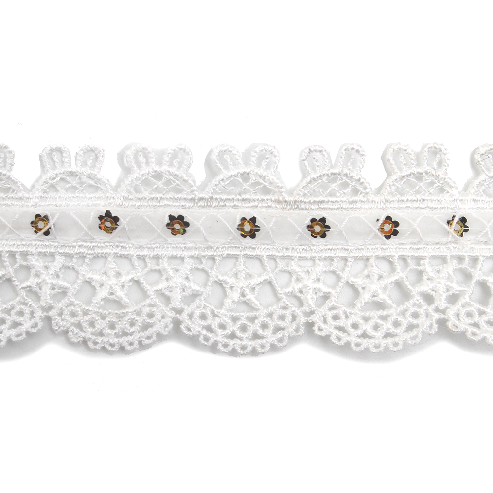 Wholesale sequins Lace Trim Water soluble lace white bridal lace trim Embroidery Sequin Tape For Dress cheap