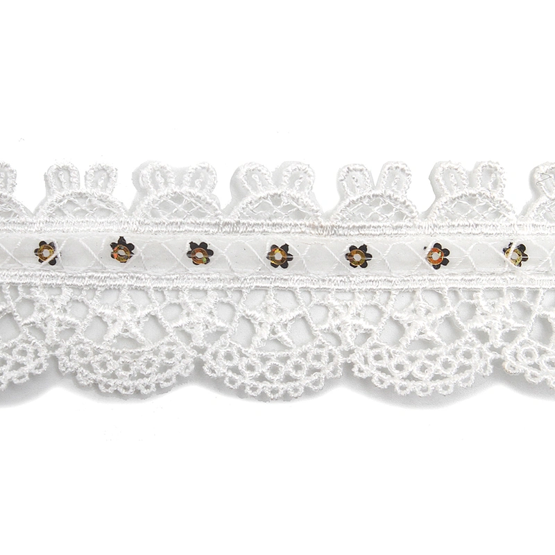Wholesale sequins Lace Trim Water soluble lace white bridal lace trim Embroidery Sequin Tape For Dress cheap