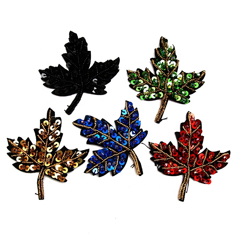 Christmas Cherry Flower Decorative Sew on Rhinestone Beaded Patches Wholesale patches for clothing