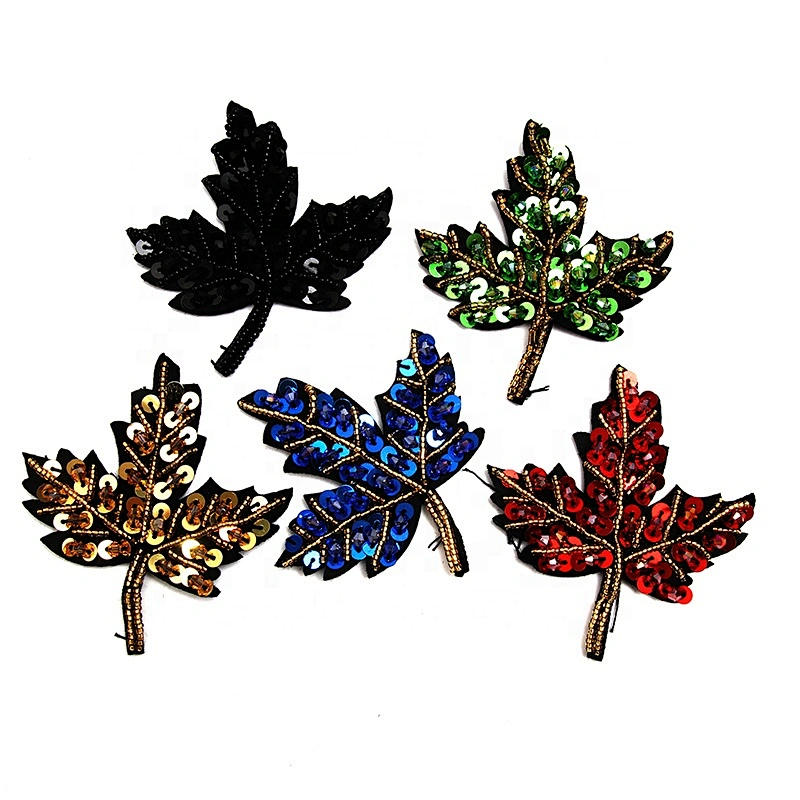 Christmas Cherry Flower Decorative Sew on Rhinestone Beaded Patches Wholesale patches for clothing