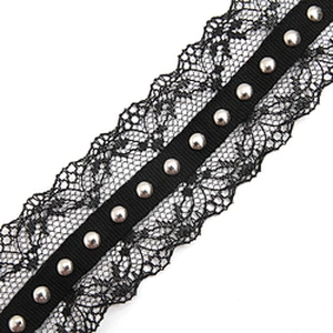 lace trim ribbon black diy handmade costume dress sewing Accessories Studs beaded Design Lace Trims Rivet Mesh Trim