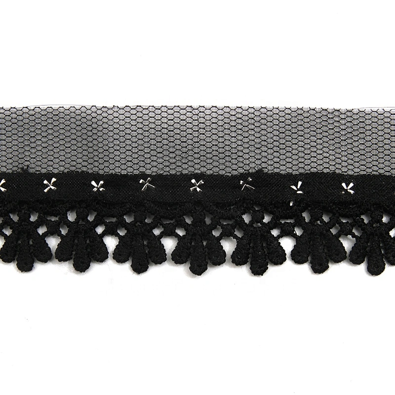 Wholesale 3.4cm Size Studs trim ribbon diy handmade costume dress sewing bead lace trim Design Rivets Trims