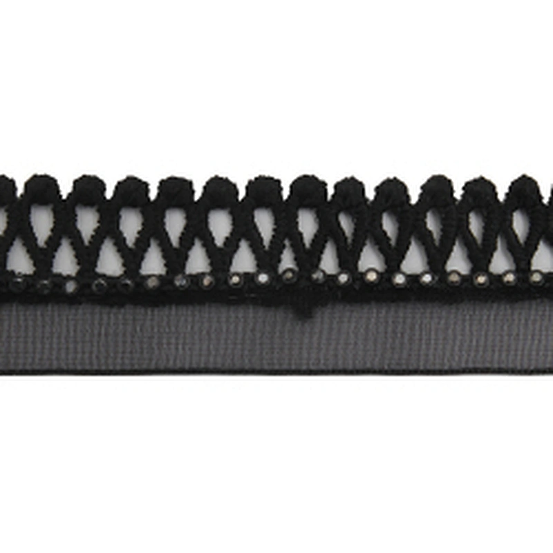 Wholesale Chain lace trim rhinestone 2.4 cm Sew-On lace trim Polyester net mesh Lace trimmings wedding for clothes  Accessories