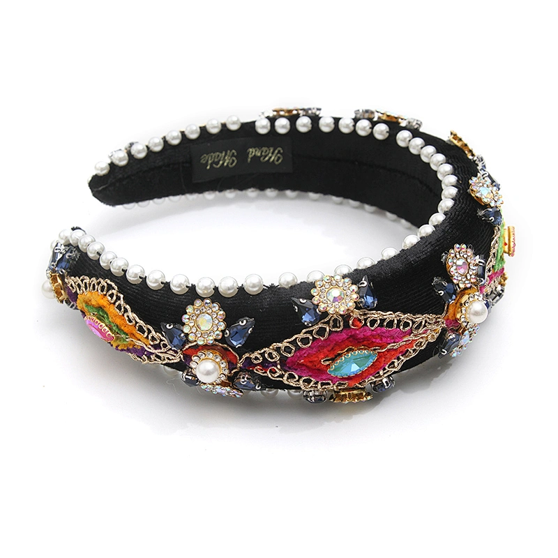 wholesale Hair Decoration Velour Crystal And Rhinestone Cup chain Decorated hair accessories Hairbands WOMEN HEADBAND