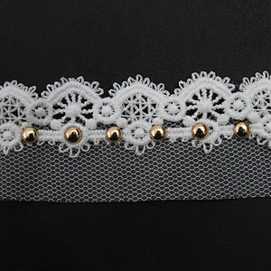 Wholesale 3cm Size Studs trim ribbon diy handmade costume dress sewing bead lace trim Design Rivets Trims