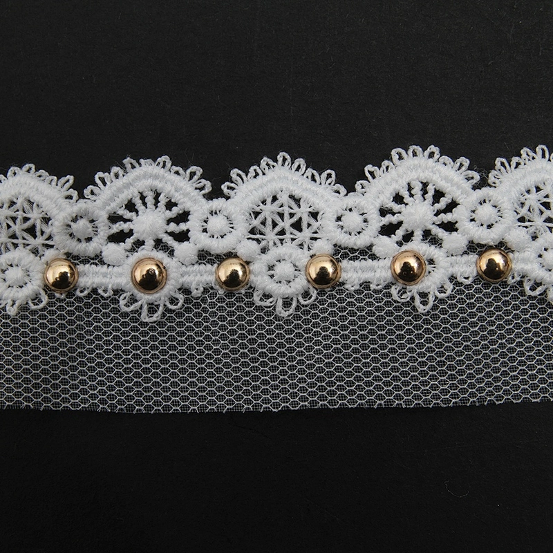 Wholesale 3cm Size Studs trim ribbon diy handmade costume dress sewing bead lace trim Design Rivets Trims
