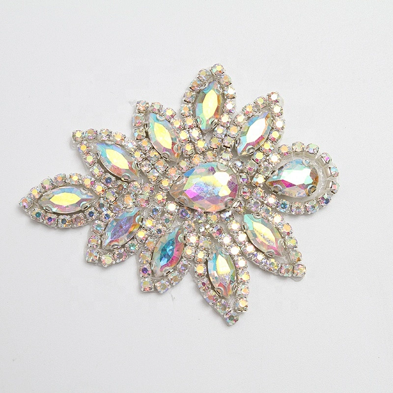 Christmas Cherry Flower Decorative Sew on Rhinestone Beaded Patches Wholesale patches for clothing