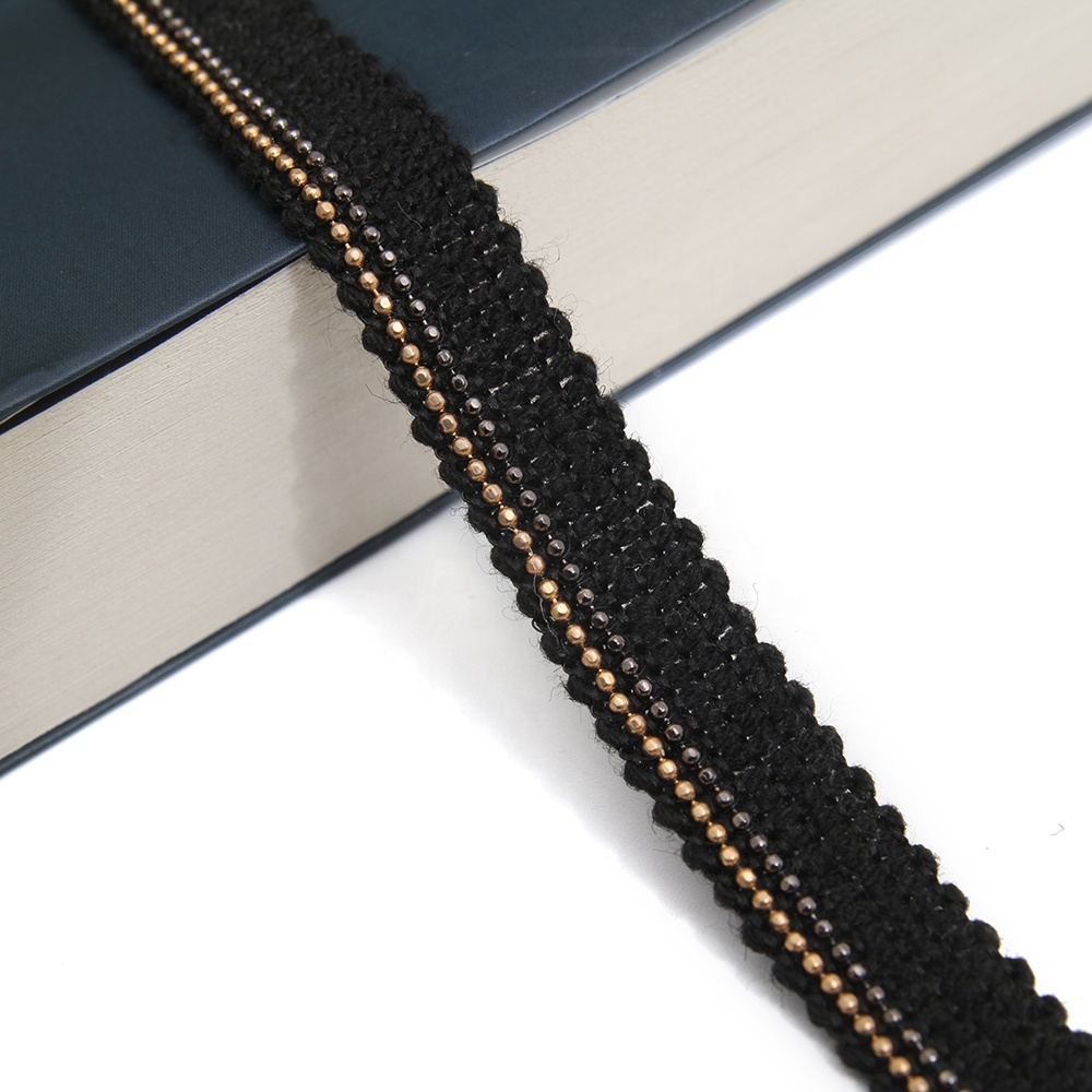 New wholesale Chain lace trim beaded 1.5 cm Sew-On  elastic lace trim Woven stretch lace trimmings for dresses