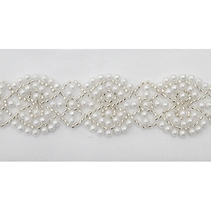 Wholesale Embroidery beaded lace trim 6.2 cm Mesh fabric lace trims beautiful White Accessories for dress 3D wedding Designer