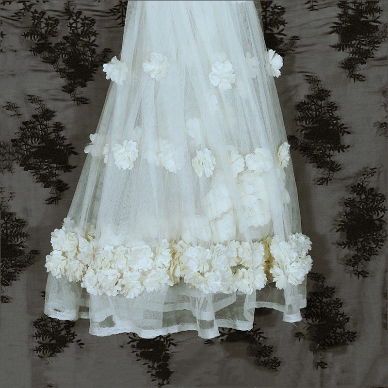 Kavatar Lace Organza Fabric White Flower Embroidery African lace fabric