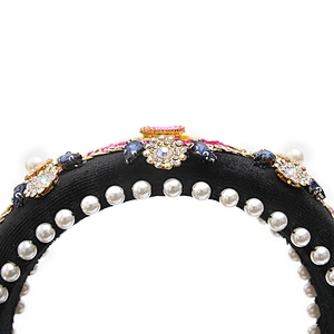 wholesale Hair Decoration Velour Crystal And Rhinestone Cup chain Decorated hair accessories Hairbands WOMEN HEADBAND