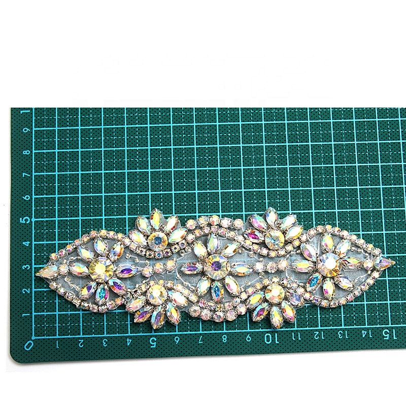 Christmas Cherry Flower Decorative Sew on Rhinestone Beaded Patches Wholesale patches for clothing