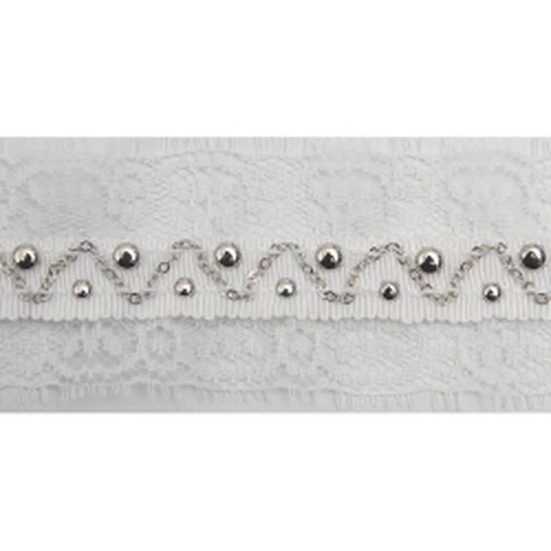 Wholesale Chain lace trim rhinestone 4 cm Sew-On lace trim Polyester net mesh Lace trimmings wedding for clothes  Accessories