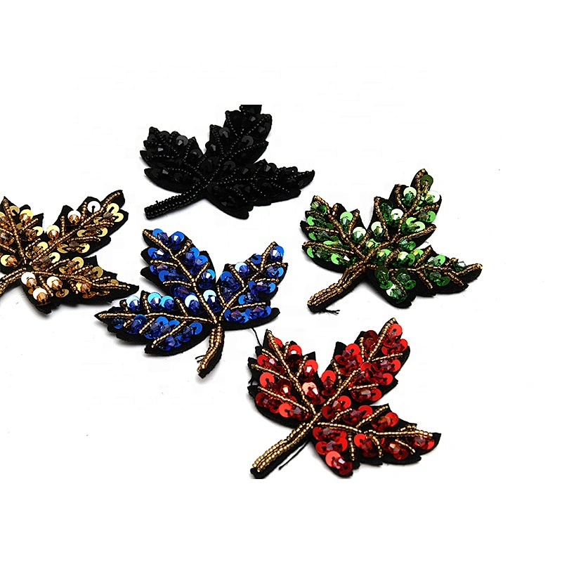 Christmas Cherry Flower Decorative Sew on Rhinestone Beaded Patches Wholesale patches for clothing