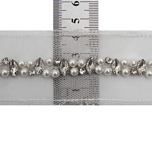 kavatar  wholesale new Handmade Bead lace Embroidered Tulle Trim wedding with Accessories Beads Crystals & Rhinestones