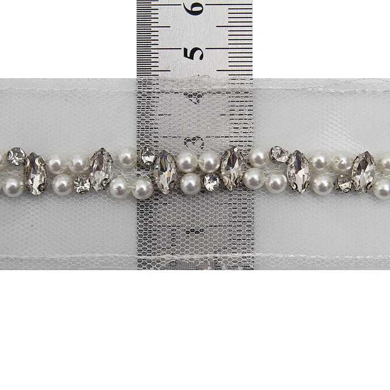 kavatar  wholesale new Handmade Bead lace Embroidered Tulle Trim wedding with Accessories Beads Crystals & Rhinestones