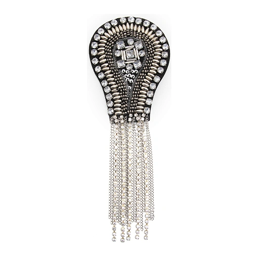 wholesale  designer badges cloth stickers Sew on for clothing accessories decoration 3D patch  rhinestone Metal Chain Tassel