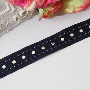Rivet beaded ribbon trim lace fabric  diy handmade costume dress sewing Studs beads lace trim