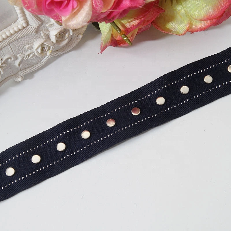 Rivet beaded ribbon trim lace fabric  diy handmade costume dress sewing Studs beads lace trim