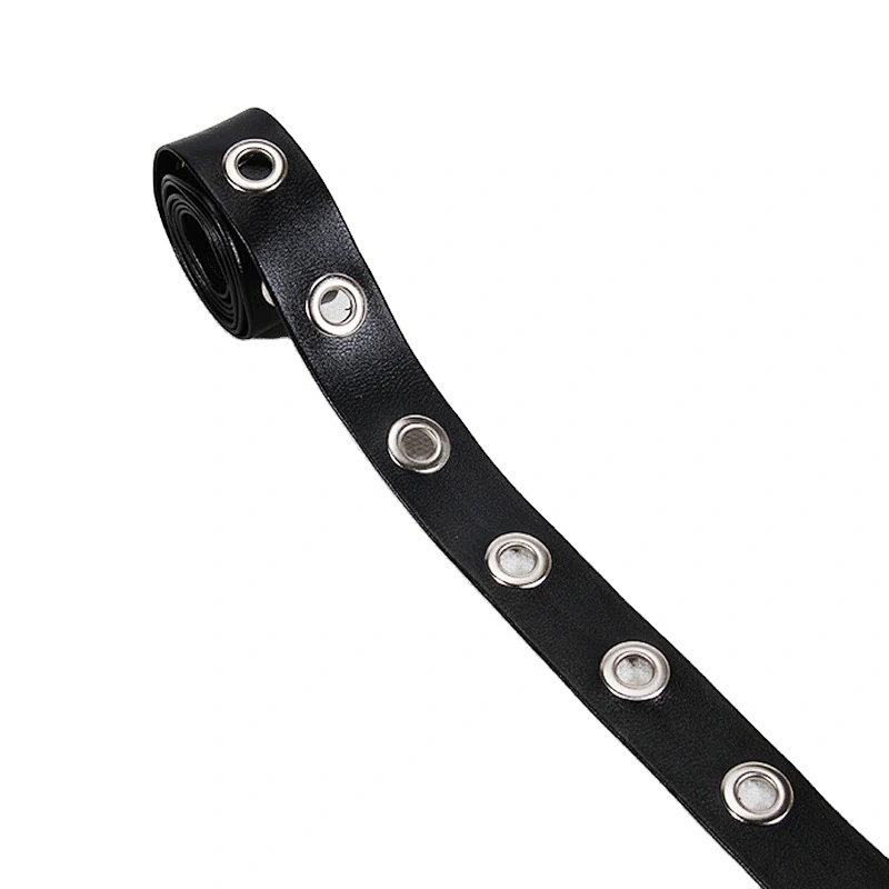 Kavatar Fashion Wholesale Black PU Accessories Eyelet Trim Tape For Garment eyelet belt