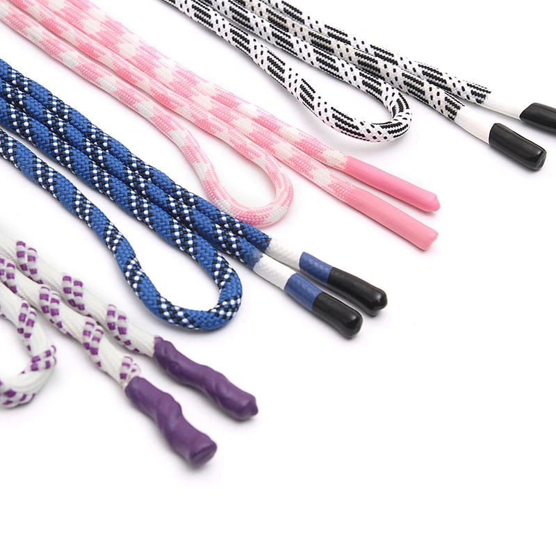 Wholesale  Cords Polyester Garment Drawstring rope Hoodie Rope flat rope Custom Garment Accessories Fashion Silicone End Tips