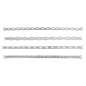 Wholesale Women Evening Party Dress Camisole  Plated tassel fringe alloy Rhinestone Chain Trim Bra Crystal Shoulder Strap
