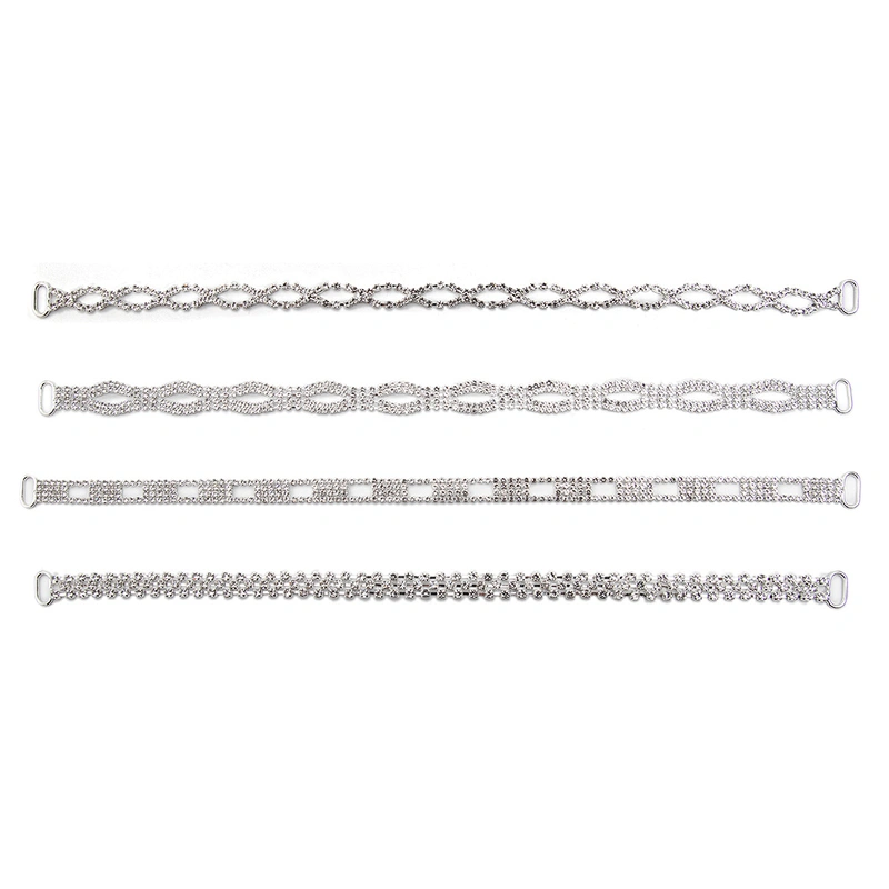 Wholesale Women Evening Party Dress Camisole  Plated tassel fringe alloy Rhinestone Chain Trim Bra Crystal Shoulder Strap