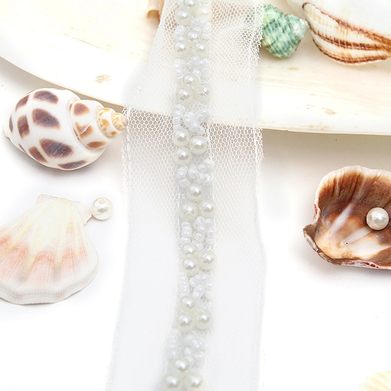 kavatar  wholesale new Handmade Bead lace Embroidered Tulle Trim wedding with Accessories Beads Crystals & Rhinestones