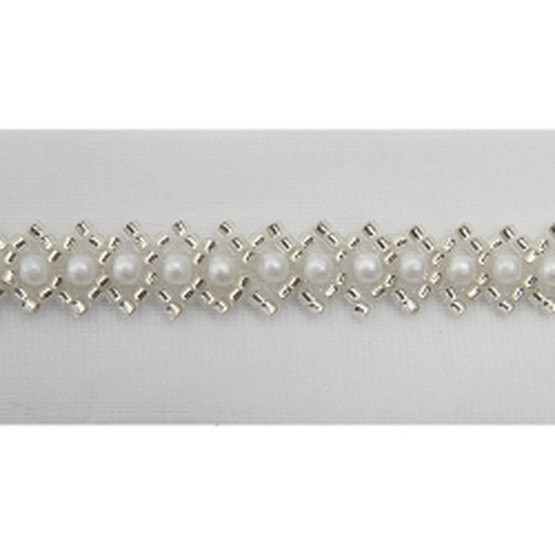 Wholesale Embroidery beaded lace trim 3.8 cm Mesh fabric lace trims beautiful White Accessories for dress 3D wedding Designer