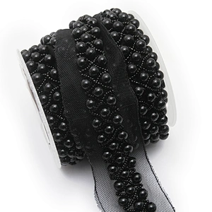 kavatar  wholesale new Handmade Bead lace Embroidered Tulle Trim wedding with Accessories Beads Crystals & Rhinestones