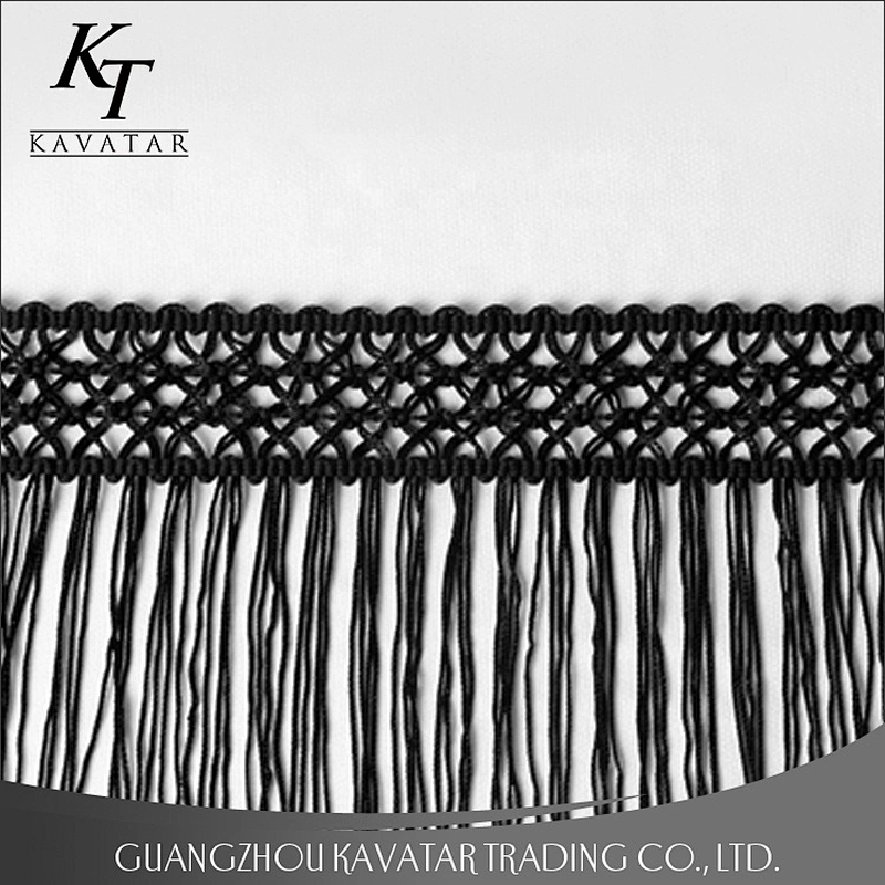 Kavatar Black Tassel Fringe 100% Polyester Lace Trim For Clothes