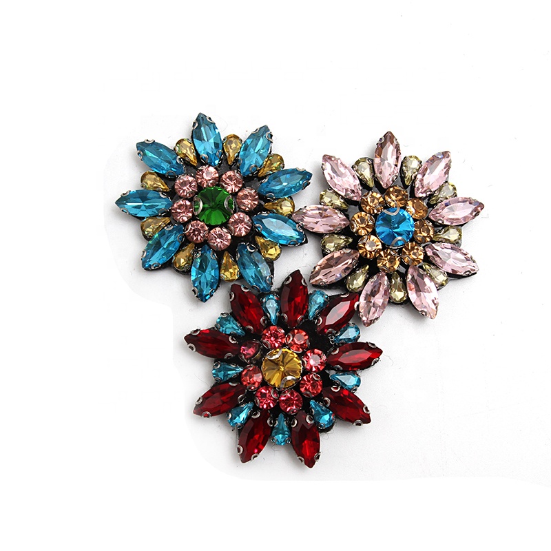 Christmas Cherry Flower Decorative Sew on Rhinestone Beaded Patches Wholesale patches for clothing