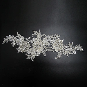 Christmas Cherry Flower Decorative Sew on Rhinestone Beaded Patches Wholesale patches for clothing