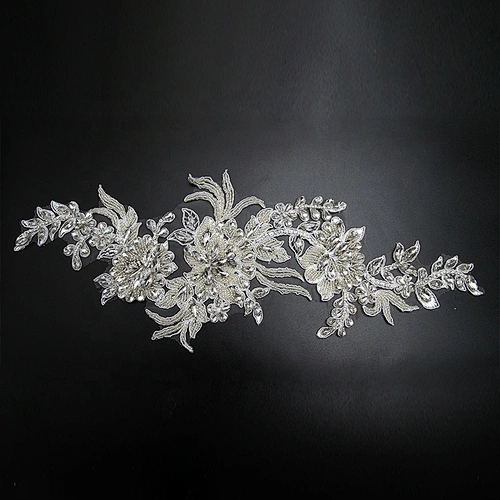Christmas Cherry Flower Decorative Sew on Rhinestone Beaded Patches Wholesale patches for clothing
